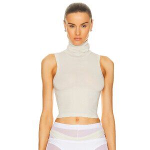 NWT Helsa Jersey Cropped Turtleneck Tank Bone Sz Small